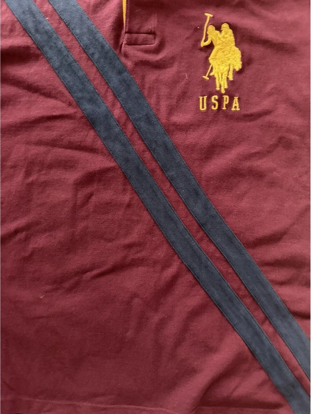 Vintage Polo Ralph Lauren Big Pony Polo Shirt Burgundy Blue Stripe Men's L